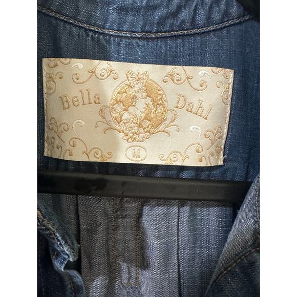 Bella Dahl Chambray Hi Lo Long Sleeve Button Up Top Shirt, size M - Picture 2 of 7